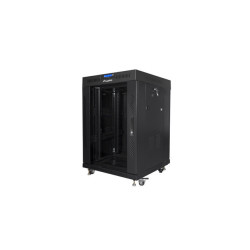 19" VOLNĚ STOJÍCÍ RACKOVÁ SKŘÍŇ 15U/600X600 (FLAT PACK) S PROSKLENÝMI DVEŘMI LCD ČERNÁ  V2