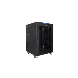 19" VOLNĚ STOJÍCÍ RACKOVÁ SKŘÍŇ 15U/600X600 (FLAT PACK) S PROSKLENÝMI DVEŘMI LCD ČERNÁ  V2