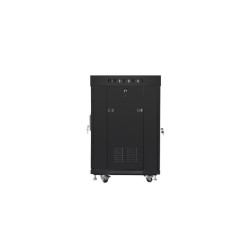 19" VOLNĚ STOJÍCÍ RACKOVÁ SKŘÍŇ 15U/600X600 (FLAT PACK) S PROSKLENÝMI DVEŘMI LCD ČERNÁ  V2