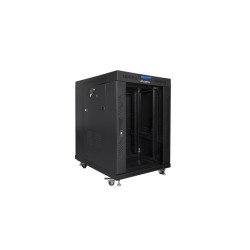 19" VOLNĚ STOJÍCÍ RACKOVÁ SKŘÍŇ 15U/600X800 (FLAT PACK) S PROSKLENÝMI DVEŘMI LCD ČERNÁ  V2