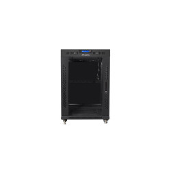 19" VOLNĚ STOJÍCÍ RACKOVÁ SKŘÍŇ 15U/600X800 (FLAT PACK) S PROSKLENÝMI DVEŘMI LCD ČERNÁ  V2