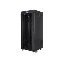 19" VOLNĚ STOJÍCÍ RACKOVÁ SKŘÍŇ 27U/600X600 (FLAT PACK) S PROSKLENÝMI DVEŘMI LCD ČERNÁ  V2