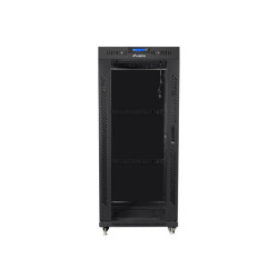 19" VOLNĚ STOJÍCÍ RACKOVÁ SKŘÍŇ 27U/600X600 (FLAT PACK) S PROSKLENÝMI DVEŘMI LCD ČERNÁ  V2