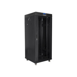 19" VOLNĚ STOJÍCÍ RACKOVÁ SKŘÍŇ 27U/600X600 (FLAT PACK) S PROSKLENÝMI DVEŘMI LCD ČERNÁ  V2