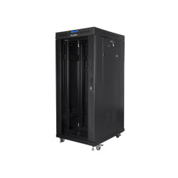 19" VOLNĚ STOJÍCÍ RACKOVÁ SKŘÍŇ 27U/600X800 (FLAT PACK) S PROSKLENÝMI DVEŘMI LCD ČERNÁ  V2