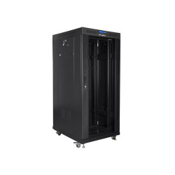 19" VOLNĚ STOJÍCÍ RACKOVÁ SKŘÍŇ 27U/600X800 (FLAT PACK) S PROSKLENÝMI DVEŘMI LCD ČERNÁ  V2