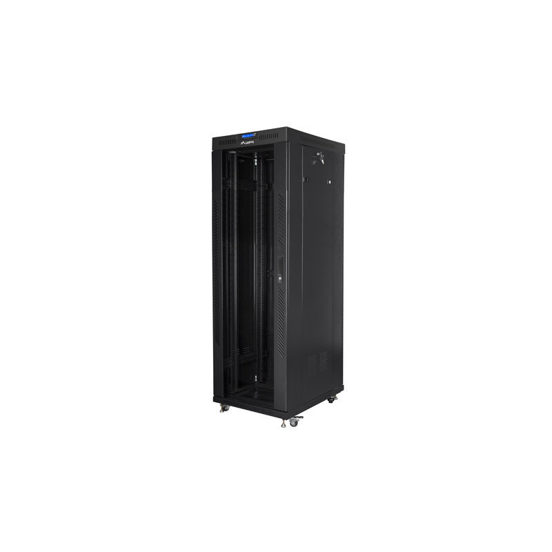 19" VOLNĚ STOJÍCÍ RACKOVÁ SKŘÍŇ 37U/600X800 (FLAT PACK) S PROSKLENÝMI DVEŘMI LCD ČERNÁ  V2