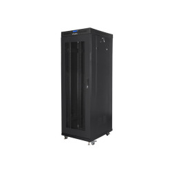 RACKOVÁ SKŘÍŇ 19" VOLNĚ STOJÍCÍ 37U/600X800 (FLAT PACK) S DVÍŘKY SE SÍŤKOU LCD ČERNÁ  V2