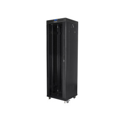 19" VOLNĚ STOJÍCÍ RACKOVÁ SKŘÍŇ 42U/600X600 (FLAT PACK) S PROSKLENÝMI DVEŘMI LCD ČERNÁ  V2