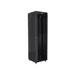 19" VOLNĚ STOJÍCÍ RACKOVÁ SKŘÍŇ 42U/600X600 (FLAT PACK) S PROSKLENÝMI DVEŘMI LCD ČERNÁ  V2