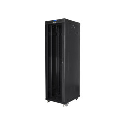 19" VOLNĚ STOJÍCÍ RACKOVÁ SKŘÍŇ 42U/600X800 (FLAT PACK) S PROSKLENÝMI DVEŘMI LCD ČERNÁ  V2