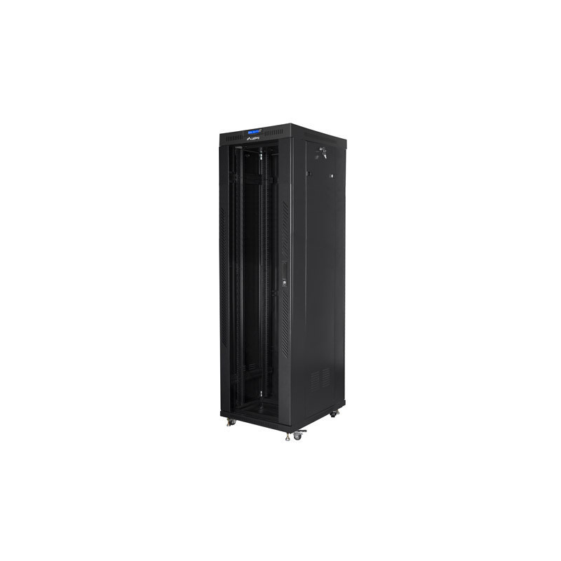 19" VOLNĚ STOJÍCÍ RACKOVÁ SKŘÍŇ 42U/600X800 (FLAT PACK) S PROSKLENÝMI DVEŘMI LCD ČERNÁ  V2