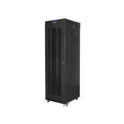 19" VOLNĚ STOJÍCÍ RACKOVÁ SKŘÍŇ 42U/600X800 (FLAT PACK) SE SÍŤOVÝMI DVEŘMI LCD ČERNÁ  V2