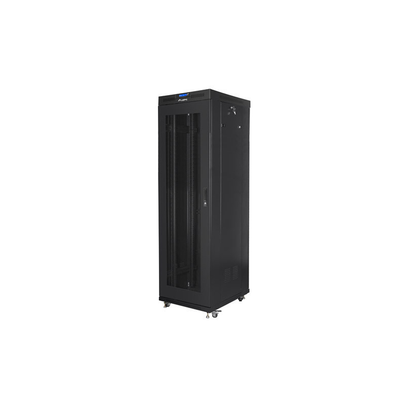 19" VOLNĚ STOJÍCÍ RACKOVÁ SKŘÍŇ 42U/600X800 (FLAT PACK) SE SÍŤOVÝMI DVEŘMI LCD ČERNÁ  V2
