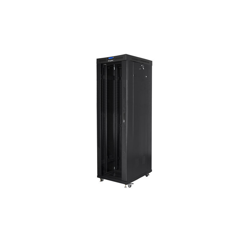 19" VOLNĚ STOJÍCÍ RACKOVÁ SKŘÍŇ 42U/600X1000 (FLAT PACK) S PROSKLENÝMI DVEŘMI LCD ČERNÁ  V2