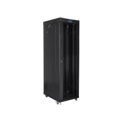 19" VOLNĚ STOJÍCÍ RACKOVÁ SKŘÍŇ 42U/600X1000 (FLAT PACK) S PROSKLENÝMI DVEŘMI LCD ČERNÁ  V2