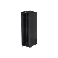 19" VOLNĚ STOJÍCÍ RACKOVÁ SKŘÍŇ 42U/800X800 (FLAT PACK) S PROSKLENÝMI DVEŘMI LCD ČERNÁ  V2