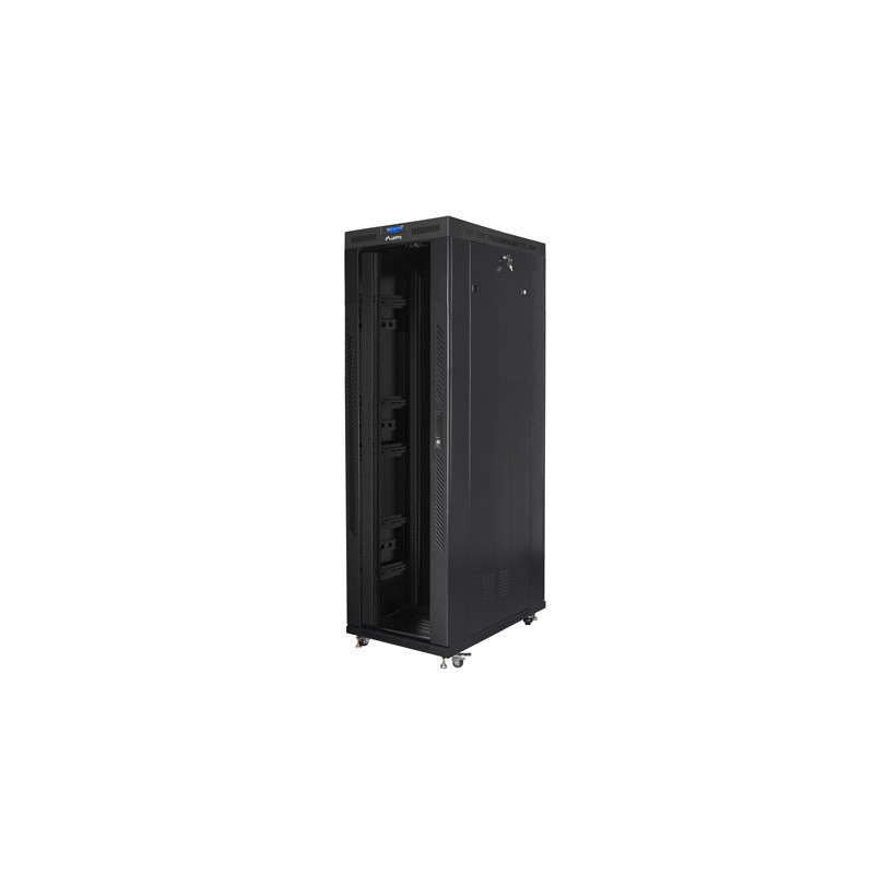 19" VOLNĚ STOJÍCÍ RACKOVÁ SKŘÍŇ 42U/800X1200 (FLAT PACK) S PROSKLENÝMI DVEŘMI LCD ČERNÁ  V2