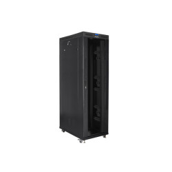 19" VOLNĚ STOJÍCÍ RACKOVÁ SKŘÍŇ 42U/800X1200 (FLAT PACK) S PROSKLENÝMI DVEŘMI LCD ČERNÁ  V2
