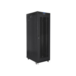 19" VOLNĚ STOJÍCÍ RACKOVÁ SKŘÍŇ 27U/800X1000 (FLAT PACK) ČERNÁ S PROSKLENÝMI DVEŘMI LCD  V2