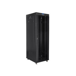 RACKOVÁ SKŘÍŇ 19" VOLNĚ STOJÍCÍ 37U/800X1000 (FLAT PACK) ČERNÁ S PROSKLENÝMI DVEŘMI LCD  V2