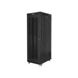 RACKOVÁ SKŘÍŇ 19" VOLNĚ STOJÍCÍ 37U/800X1000 (FLAT PACK) ČERNÁ S PROSKLENÝMI DVEŘMI LCD  V2