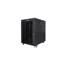 RACKOVÁ SKŘÍŇ 19" VOLNĚ STOJÍCÍ 15U/800X1000 (FLAT PACK) ČERNÁ S PROSKLENÝMI DVEŘMI LCD  V2