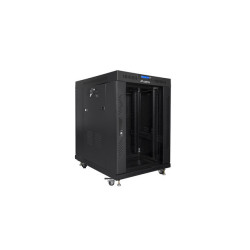 RACKOVÁ SKŘÍŇ 19" VOLNĚ STOJÍCÍ 15U/800X1000 (FLAT PACK) ČERNÁ S PROSKLENÝMI DVEŘMI LCD  V2