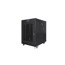 RACKOVÁ SKŘÍŇ 19" VOLNĚ STOJÍCÍ 15U/800X1000 (FLAT PACK) ČERNÁ S PROSKLENÝMI DVEŘMI LCD  V2