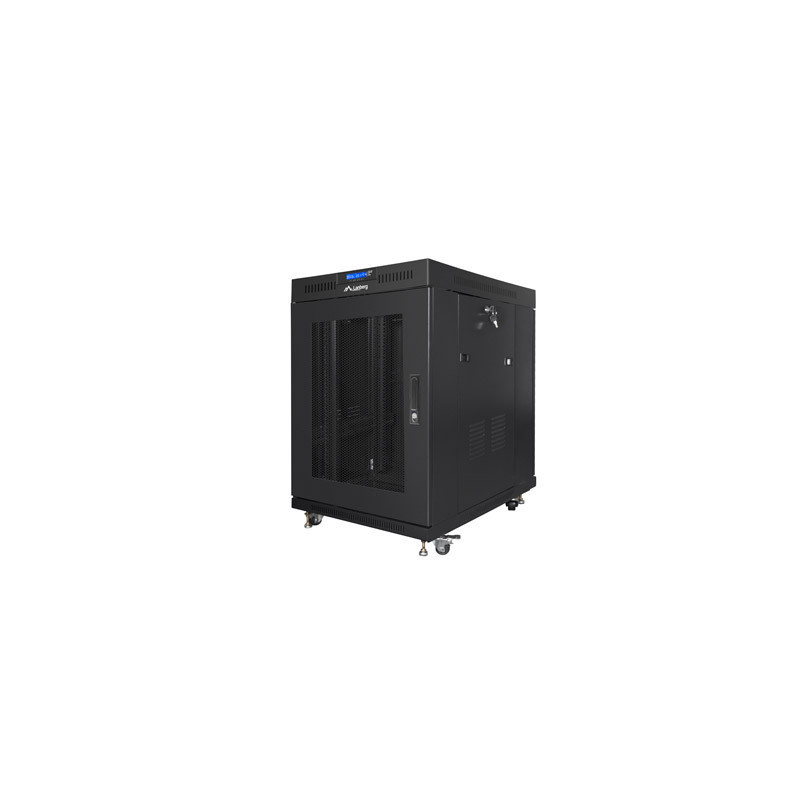 RACKOVÁ SKŘÍŇ 19" VOLNĚ STOJÍCÍ 15U/800X1000 (FLAT PACK) ČERNÁ S PROSKLENÝMI DVEŘMI LCD  V2