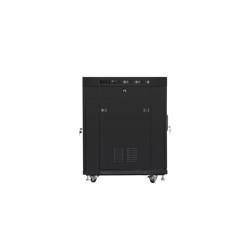 RACKOVÁ SKŘÍŇ 19" VOLNĚ STOJÍCÍ 15U/800X1000 (FLAT PACK) ČERNÁ S PROSKLENÝMI DVEŘMI LCD  V2