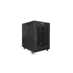 RACKOVÁ SKŘÍŇ 19" VOLNĚ STOJÍCÍ 15U/800X1000 (FLAT PACK) ČERNÁ S PROSKLENÝMI DVEŘMI LCD  V2