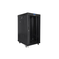 19" VOLNĚ STOJÍCÍ RACKOVÁ SKŘÍŇ 22U/800X1000 (FLAT PACK) ČERNÁ S PROSKLENÝMI DVEŘMI LCD  V2