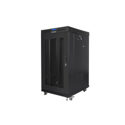 19" VOLNĚ STOJÍCÍ RACKOVÁ SKŘÍŇ 22U/800X800 (FLAT PACK) ČERNÁ S PROSKLENÝMI DVEŘMI LCD  V2