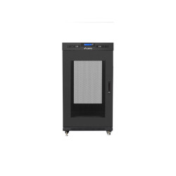 19" VOLNĚ STOJÍCÍ RACKOVÁ SKŘÍŇ 22U/800X800 (FLAT PACK) ČERNÁ S PROSKLENÝMI DVEŘMI LCD  V2