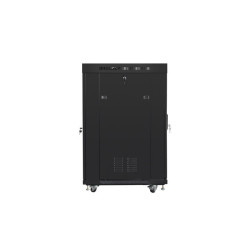 19" VOLNĚ STOJÍCÍ RACKOVÁ SKŘÍŇ 22U/800X800 (FLAT PACK) ČERNÁ S PROSKLENÝMI DVEŘMI LCD  V2