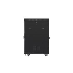 19" VOLNĚ STOJÍCÍ RACKOVÁ SKŘÍŇ 22U/800X800 (FLAT PACK) ČERNÁ S PROSKLENÝMI DVEŘMI LCD  V2