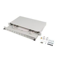 19" 1U OPTICKÝ PATCH PANEL  12XSC SIMPLEX / 12XLC DUPLEX ŠEDÝ + PŘÍSLUŠENSTVÍ