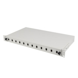 19" 1U OPTICKÝ PATCH PANEL  12XSC SIMPLEX / 12XLC DUPLEX ŠEDÝ + PŘÍSLUŠENSTVÍ