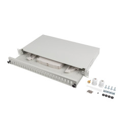 19" 1U OPTICKÝ PATCH PANEL  24XSC DUPLEX / 24XLC QUAD ŠEDÝ + PŘÍSLUŠENSTVÍ