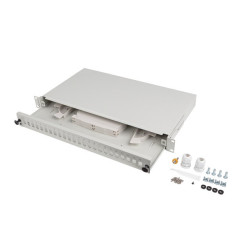19" RACKOVÝ 1U OPTICKÝ PATCH PANEL  24XSC SIMPLEX/24XLC DUPLEX + PŘÍSLUŠENSTVÍ