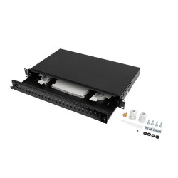 19" RACKOVÝ 1U OPTICKÝ PATCH PANEL  24XST / 24XFC ČERNÝ + PŘÍSLUŠENSTVÍ