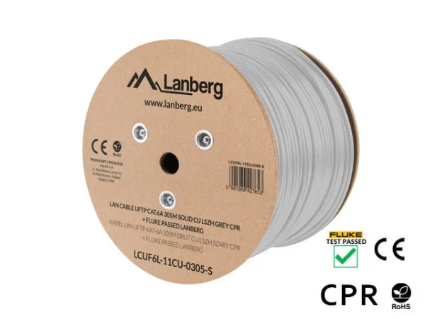 LAN KABEL CAT.6A UFTP 305M SOLID CU LSZH ŠEDÝ CPR