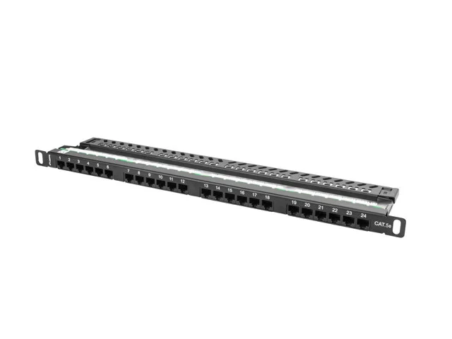 PATCH PANEL 24 PORTŮ 0,5U 19" CAT.5E UTP ČERNÝ
