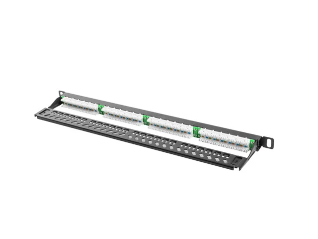PATCH PANEL 24 PORTŮ 0,5U 19" CAT.5E UTP ČERNÝ