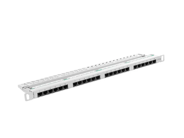PATCH PANEL 24 PORTŮ 0,5U 19" CAT.5E UTP ŠEDÝ