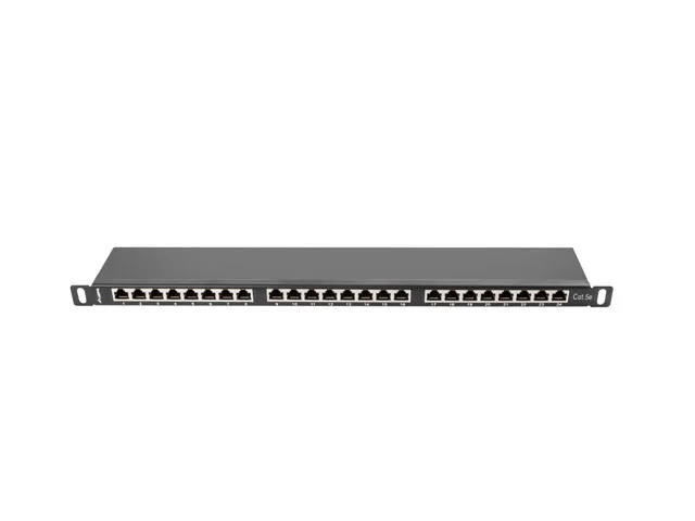 PATCH PANEL 24 PORTŮ 0,5U 19" CAT.5E FTP STÍNĚNÝ ČERNÝ