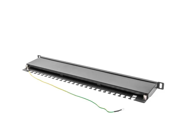 PATCH PANEL 24 PORTŮ 0,5U 19" CAT.5E FTP STÍNĚNÝ ČERNÝ