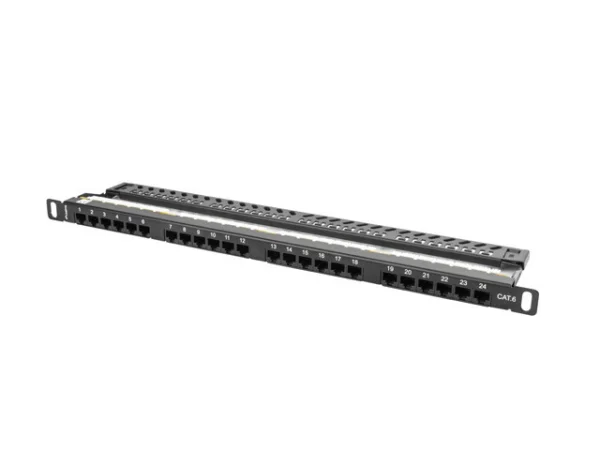 PATCH PANEL 24 PORTŮ 0,5U 19" CAT.6 UTP ČERNÝ