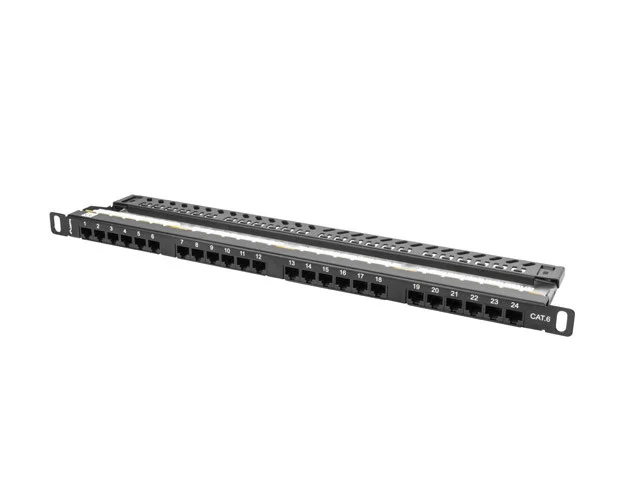 PATCH PANEL 24 PORTŮ 0,5U 19" CAT.6 UTP ČERNÝ